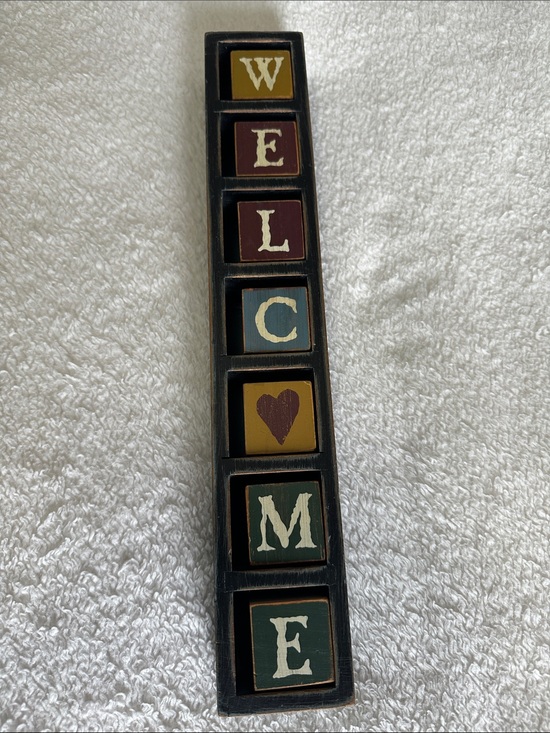 Other - WELCOME Block Sign Wooden Shelf Sitter or Hangs - Multicolor